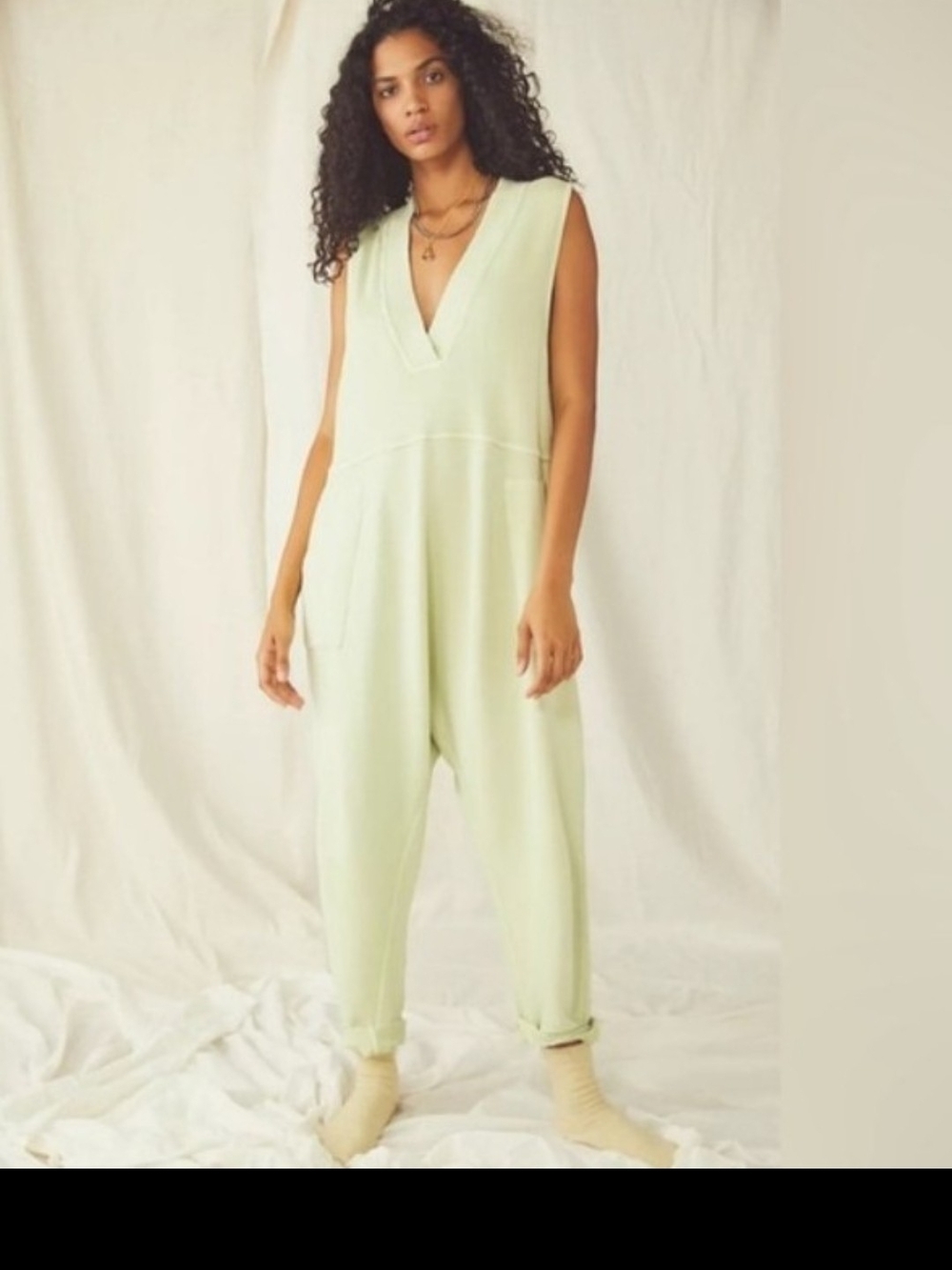 FP Movement by Free People Frozen Lime Green V-Neck Sleeveless Onsie